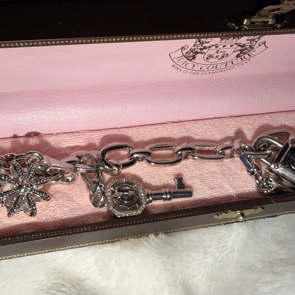 Silver Charm Bracelet with Key and Lock charms